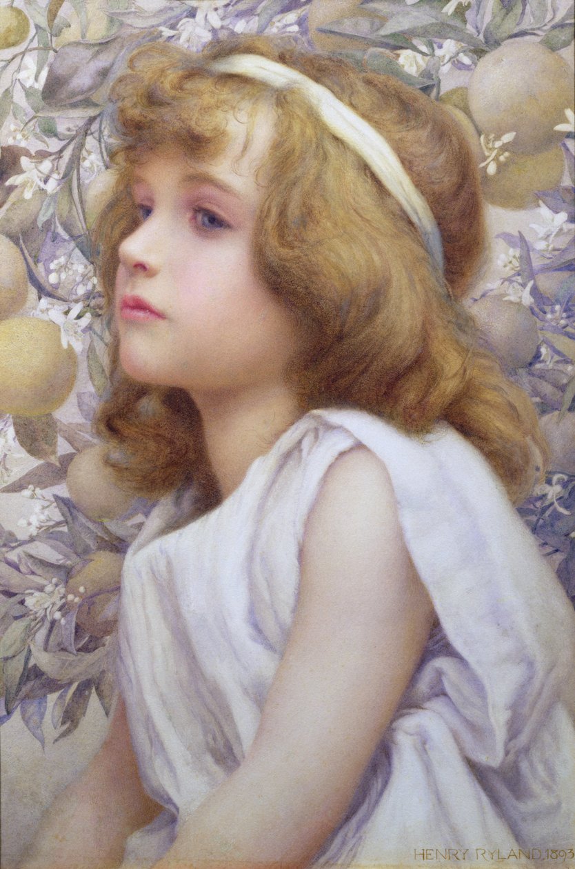 Tyttö omenakukka, 1893 tekijältä Henry Ryland