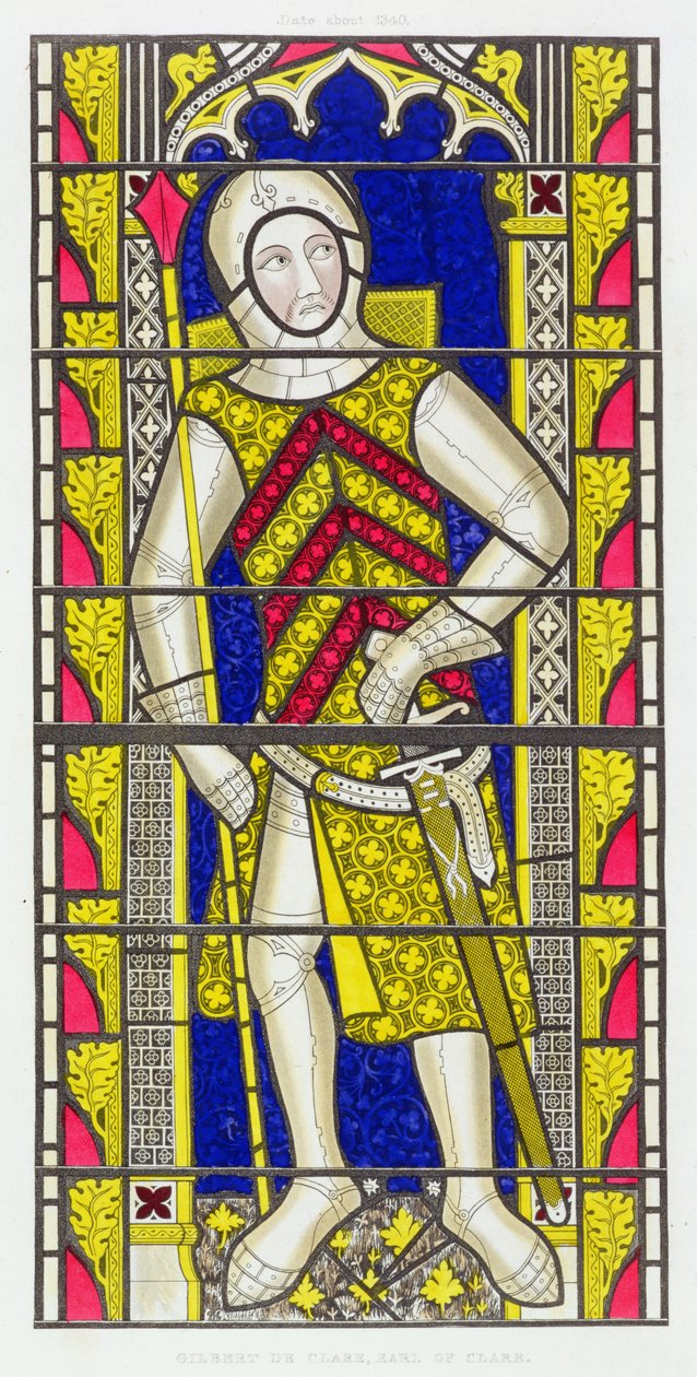 Gilbert de Clare, Gloucesterin 3. jaarli (1243-1295), Tewkesbury Abbey -kirkossa vuodelta 1340 tehdyn lasimaalauksen jälkeen tekijältä Henry Shaw