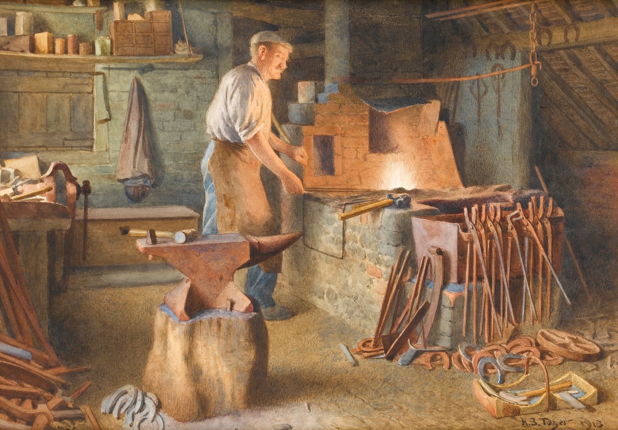 Kylän seppä, 1918 (wc paperilla) tekijältä Henry Spernon Tozer