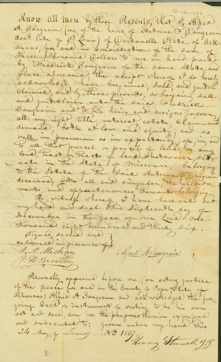 Alfred on myynyt maan veljelleen Frederickille 3000 dollarilla tekijältä Henry Stinwell