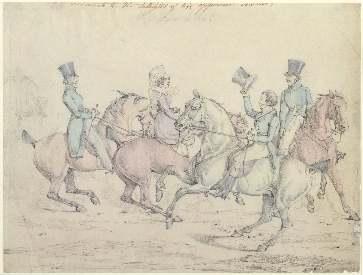 Morning Ride, alkuperäinen piirros "Scenes in the Life of Master George" levylle 12 (grafiitti ja wc paperilla) tekijältä Henry Thomas Alken