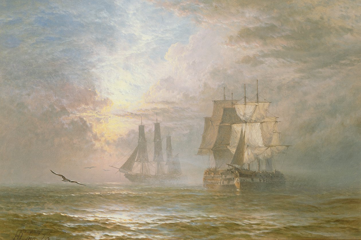 Men of War at Anchor, 1873 tekijältä Henry Dawson