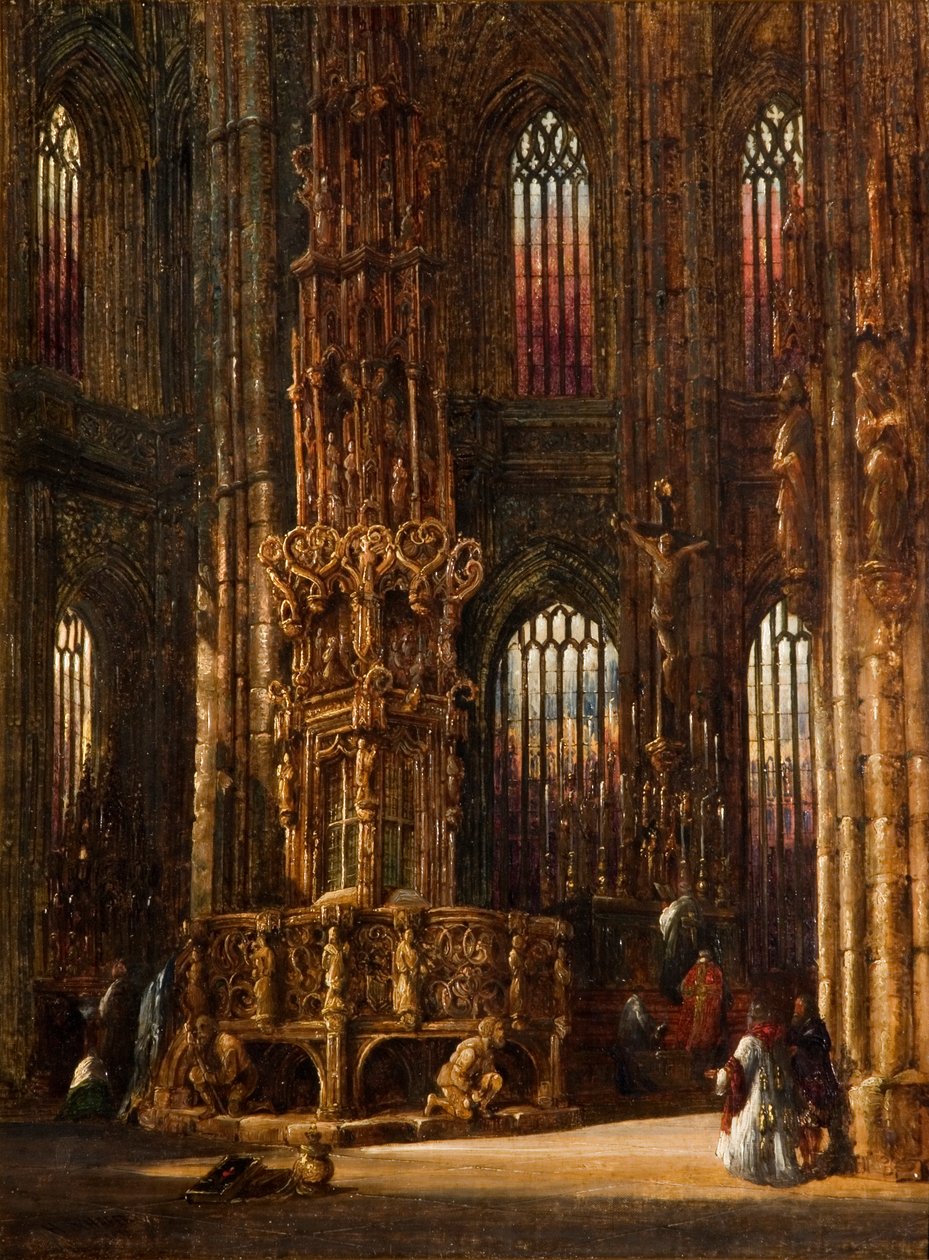 Nürnbergin Pyhän Laurentiuksen kirkon sisustus, n. 1875 tekijältä Henry Thomas Schafer
