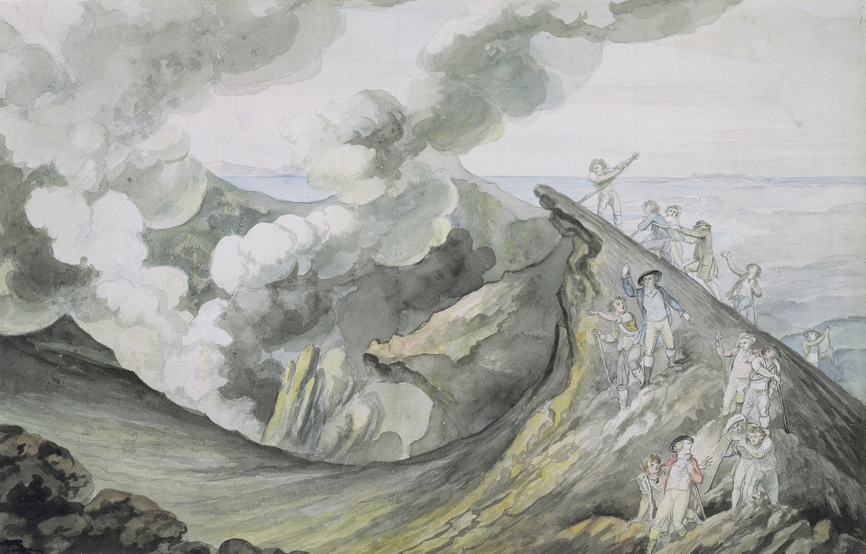 Vesuviuksen nousu, 1785-91 (wc grafiitin päällä paperilla) tekijältä Henry Tresham