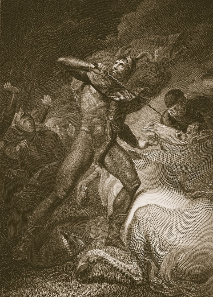 The Resolute Conduct of the Earl of Warwick ennen Towtonin taistelua, kaiverrus T. Holloway, kuvitus David Humen "The History of England", pub. kirjoittanut R. Bowyer, Lontoo, 1812 (kaiverrus tekijältä Henry Tresham