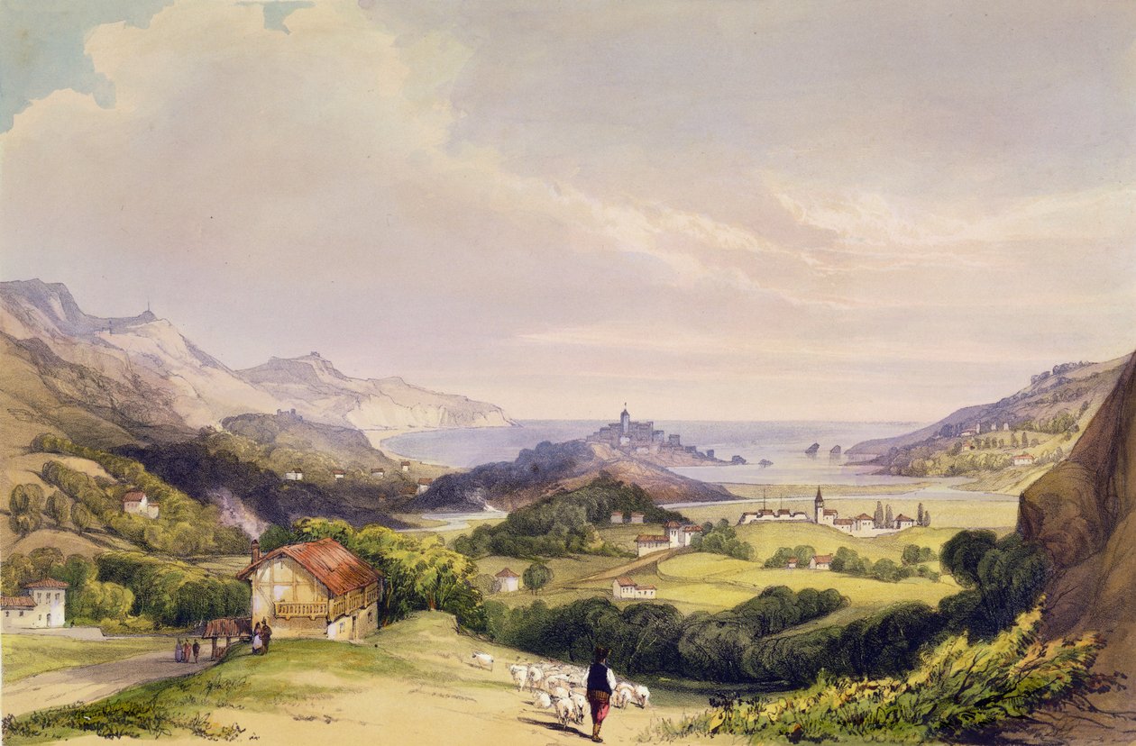Carlist Fort El Parque Fuentarabian kanssa ja Bidassoan suu, 1838 tekijältä Henry Wilkinson