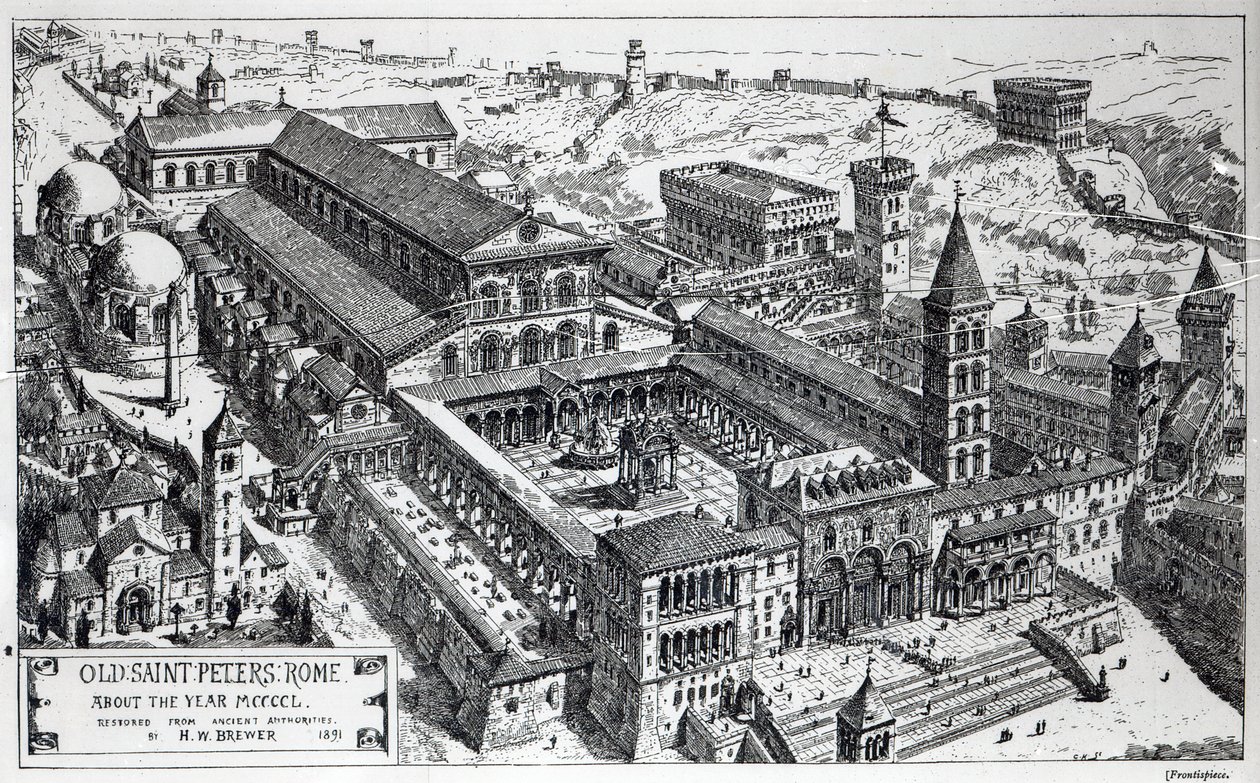 Näkymä vanhalle Pietarille, Rooma, 1891 tekijältä Henry William Brewer