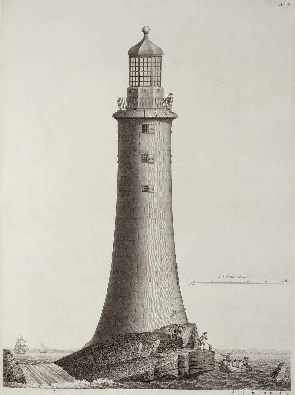 Edward Rookerin (n.1712-74) kaiverrettu Edystonen majakka, 1763. tekijältä Henry Winstanley