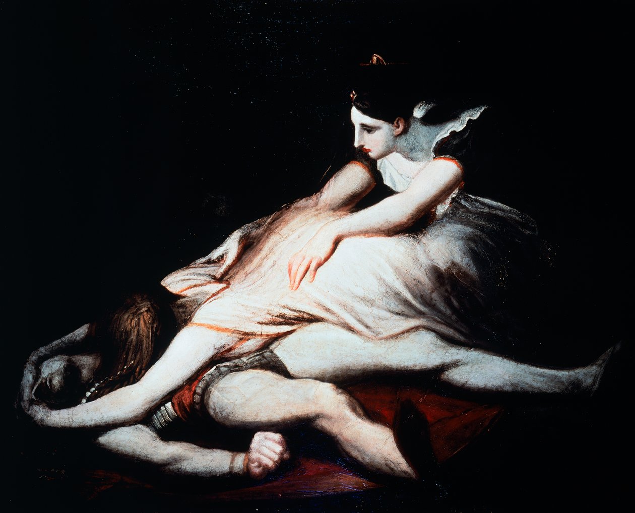 Kriemhild heittäytyy Siegfriedin ruumiin päälle tekijältä Johann Heinrich Füssli