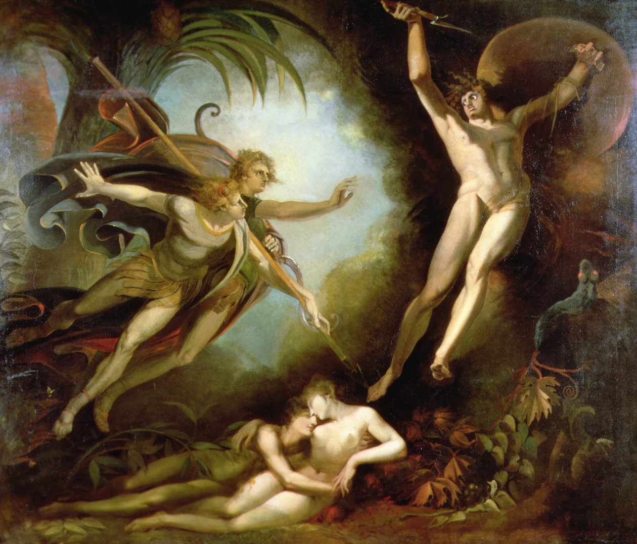 Saatana alkaa Ithurielin keihään kosketuksesta tekijältä Johann Heinrich Füssli