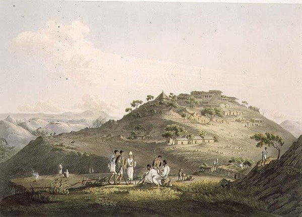 Dixanin kaupunki Abessiniassa, kaiverrus Daniel Havell (1785-1826) 1809 (akvatinta) tekijältä Henry (after) Salt