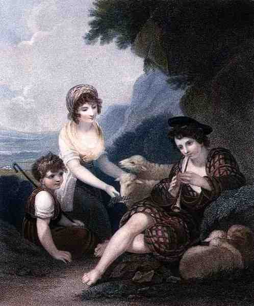 Rustic Minstrel, kaiverrettu ja pubi. Anthony Cardon (1772-1813) tekijältä Henry (after) Singleton
