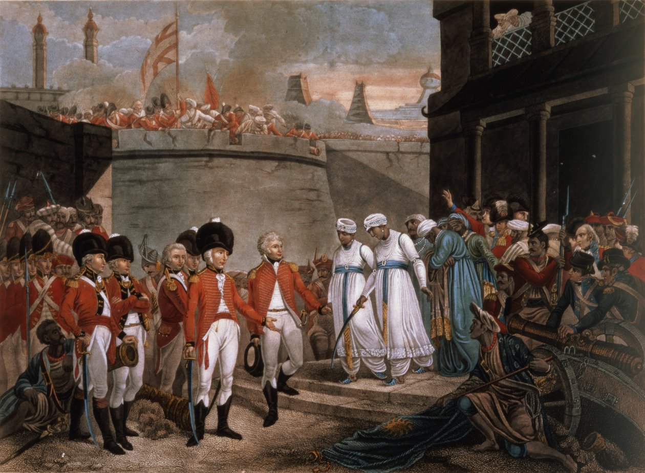 Interior oriental del palau amenitzat per ballarins en la companyia finlandesa tekijältä Henry (after) Singleton