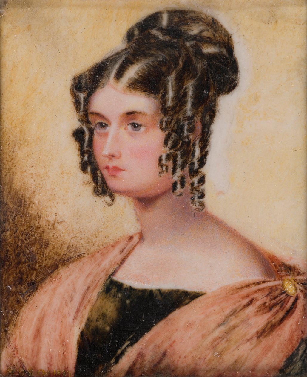 Eliza Caroline Chamberlainin muotokuva. rouva Charles Bridgeman (1799-1887), n. 1817-60 (öljy norsunluun) tekijältä Henry (circle of) Collen