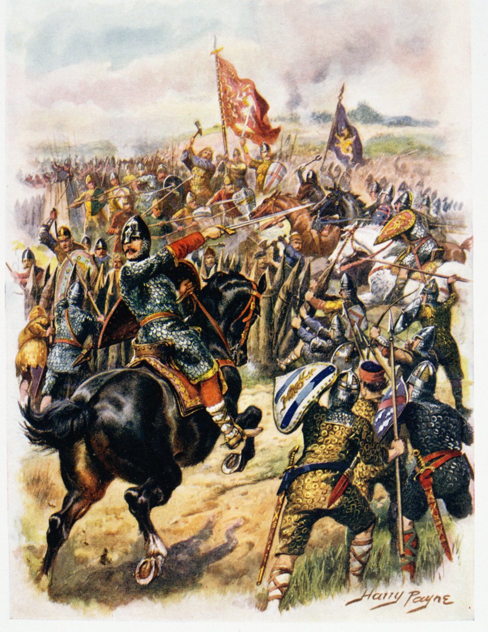 Haroldin (n. 1022-66) Last Stand, kuvitus majuri C.H. Wylly tekijältä Henry A. Payne