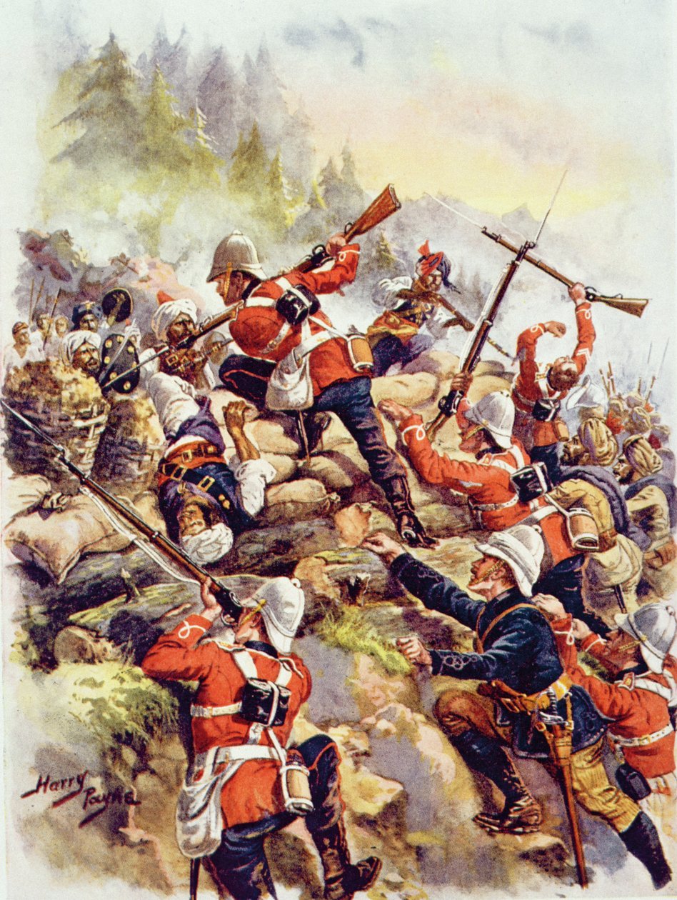 Storming the Heights, kuvitus "Glorious Battle of English Historysta" majuri C.H. Wylly, 1920-luku tekijältä Henry A. Payne