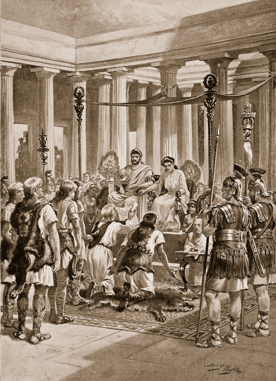 "The Groans of the Britons", kuvitus teoksesta "The History of the Nation" tekijältä Henry A. Payne