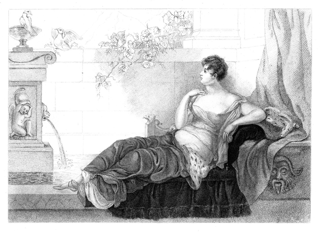 Mary Robinson 1757-1800, englantilainen runoilija ja kirjailija, 1830. tekijältä Henry Adlard