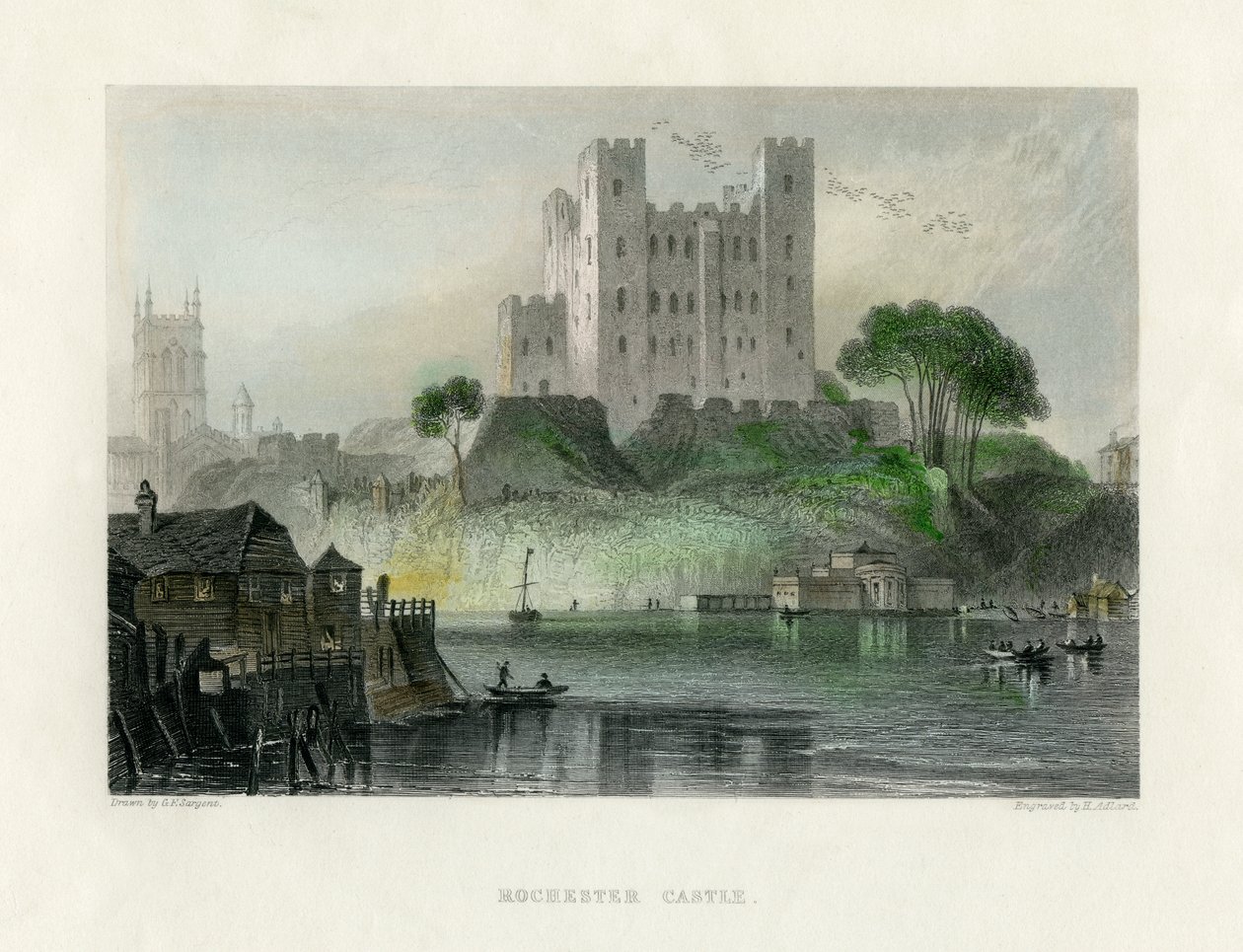 Rochesterin linna, Kent, 1800-luvun puoliväli. tekijältä Henry Adlard