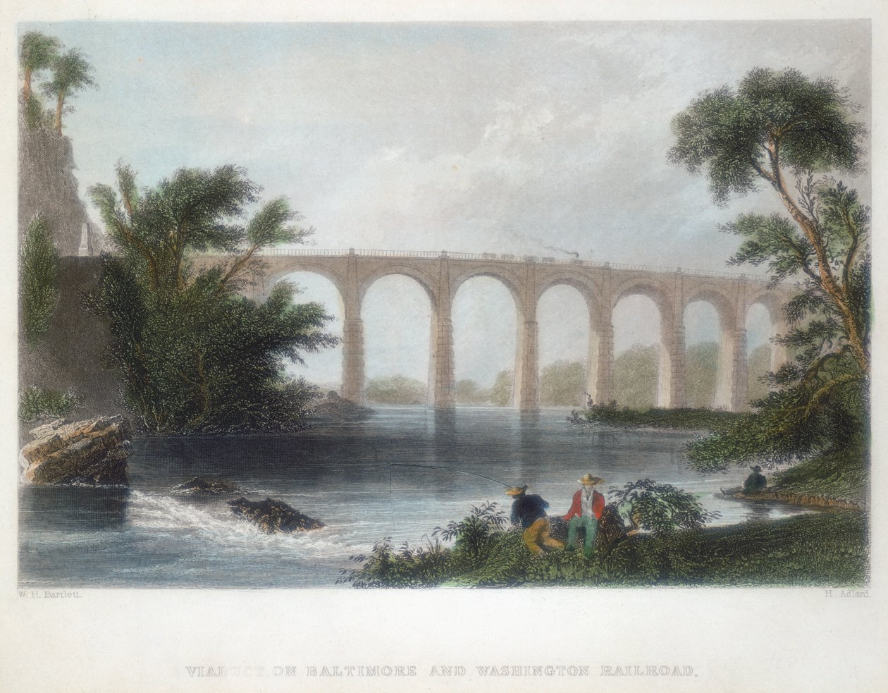 Viadukti Baltimore & Washington Railroadilla, c1838 tekijältä Henry Adlard
