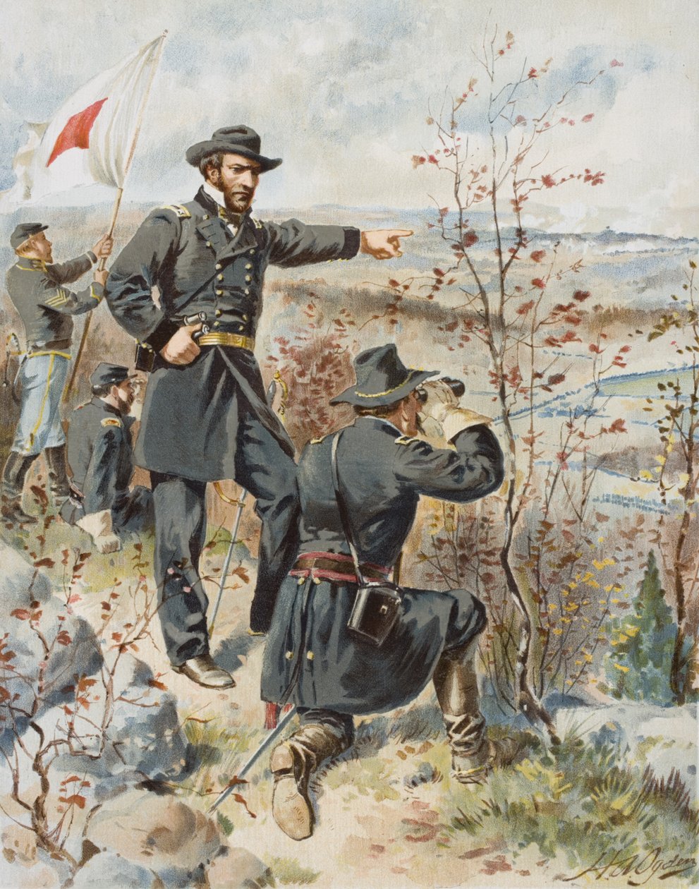 Kenraali Sherman Kenesaw-vuorella Allatoonan solan taistelun aikana, 4. lokakuuta tekijältä Henry Alexander (after) Ogden