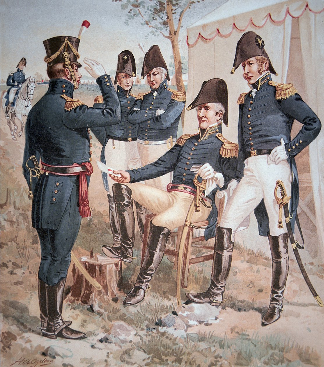 Kenraali Andrew Jackson (1767-1845) ja hänen esikuntansa kentällä tekijältä Henry Alexander Ogden