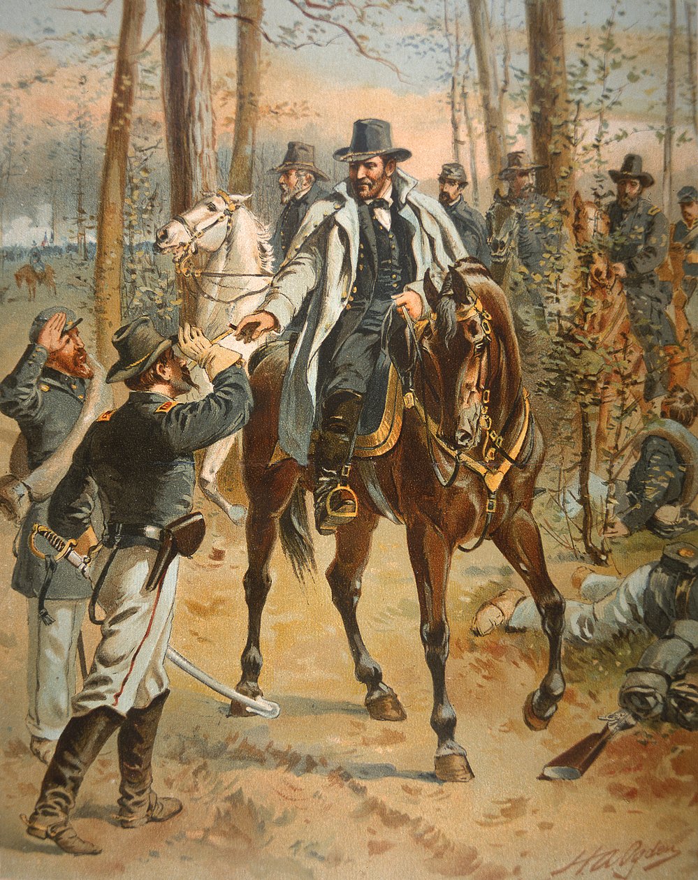 General Grant in the Wilderness Campaign, 5. toukokuuta 1864 (värilitho) tekijältä Henry Alexander Ogden