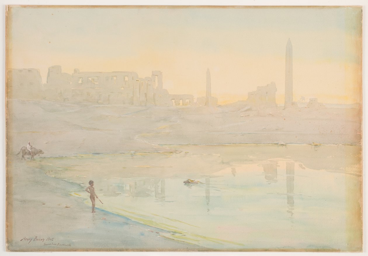 Pyhä järvi, Karnak, 1905 (wc kynällä paperilla) tekijältä Henry Bacon