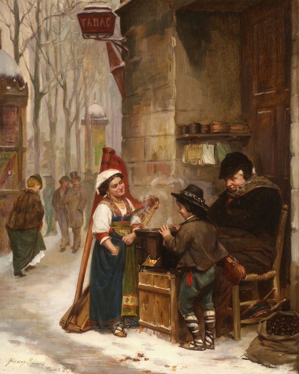 Kastanjanmyyjä, 1870 tekijältä Henry Bacon