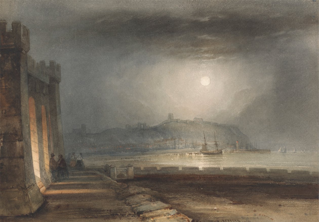 Scarborough Harbour, Yorkshire - Moonlight tekijältä Henry Barlow Carter