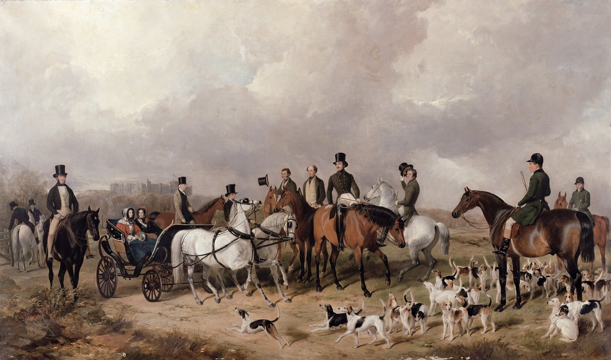 Prince Consortin Harriersin tapaaminen Windsorissa Great Parkissa, 1845 tekijältä Henry Barraud