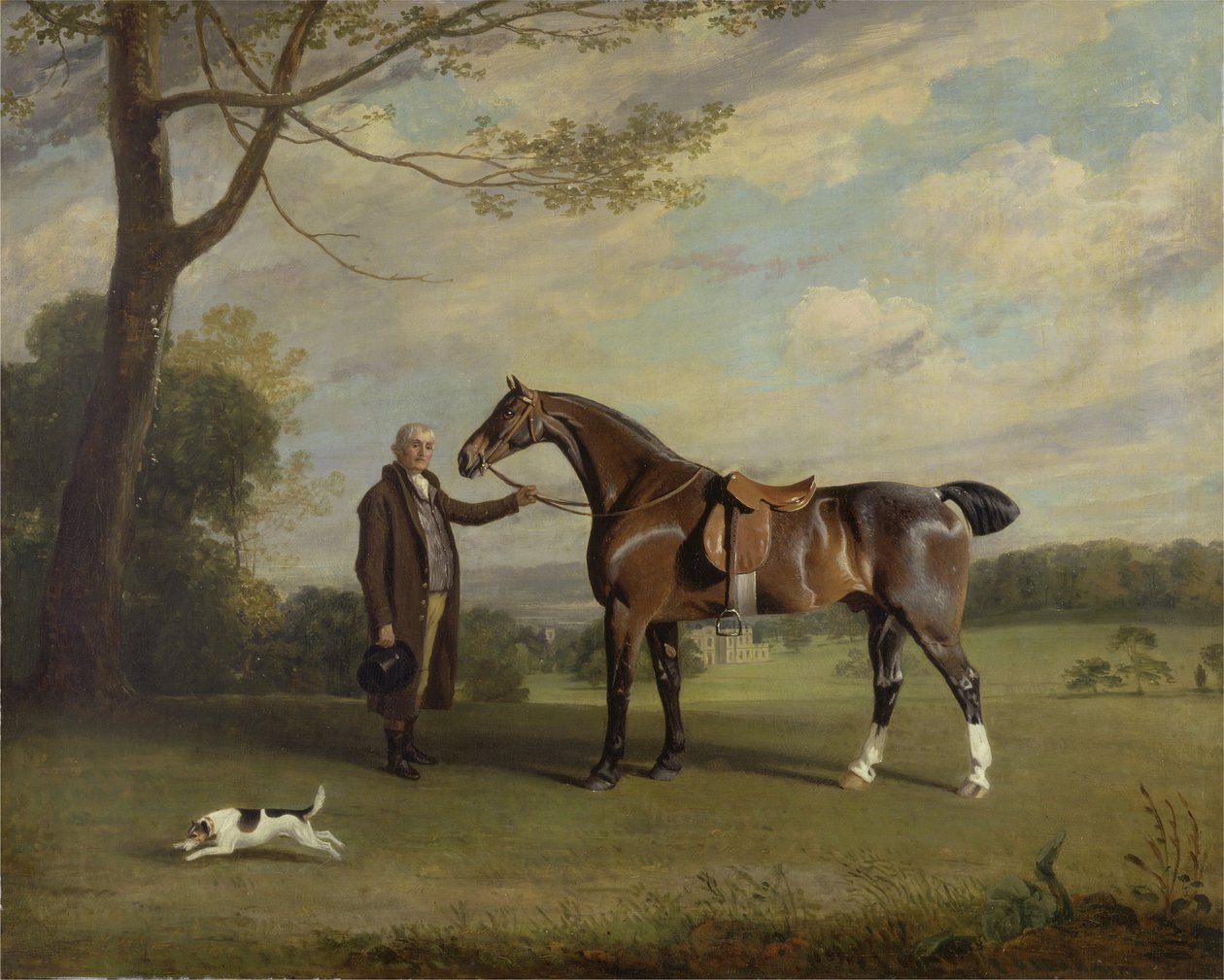 Earl of Shrewsburyn sulhanen pitelee metsästäjää, n. 1800 (öljy kankaalle) tekijältä Henry Bernard Chalon