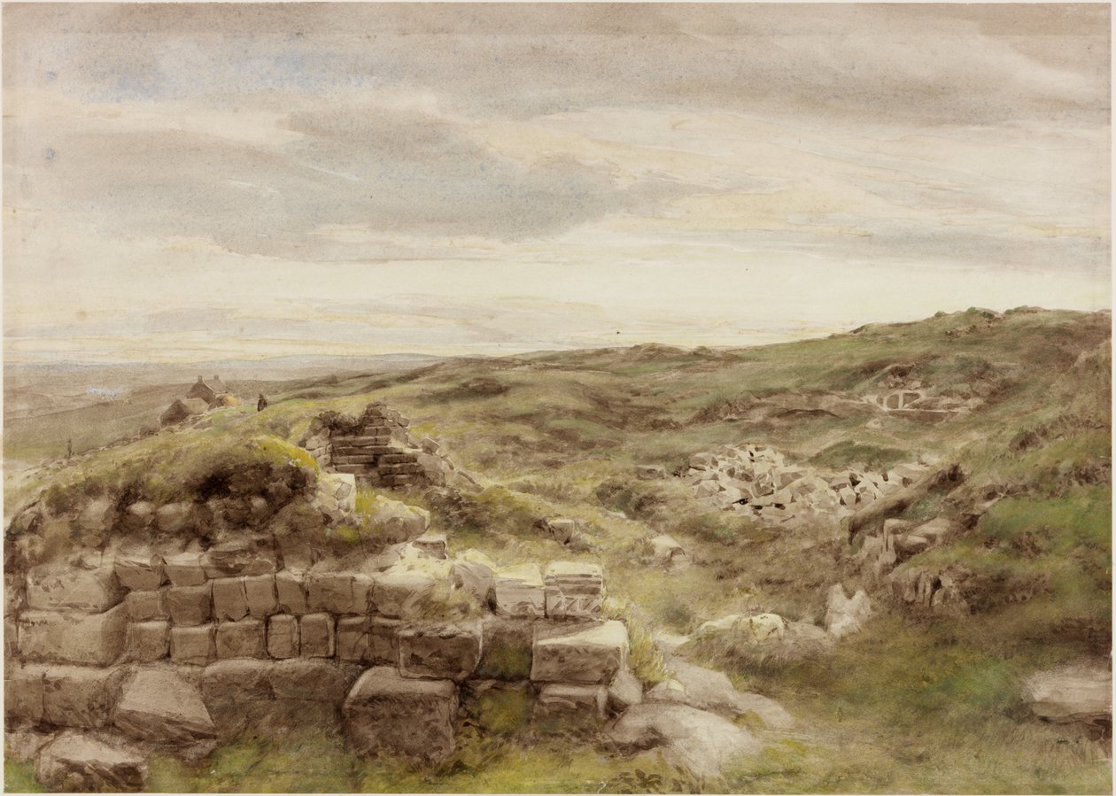 Talotalot, n. 1848 (kynä ja akvarelli paperille) tekijältä Henry Burdon Richardson