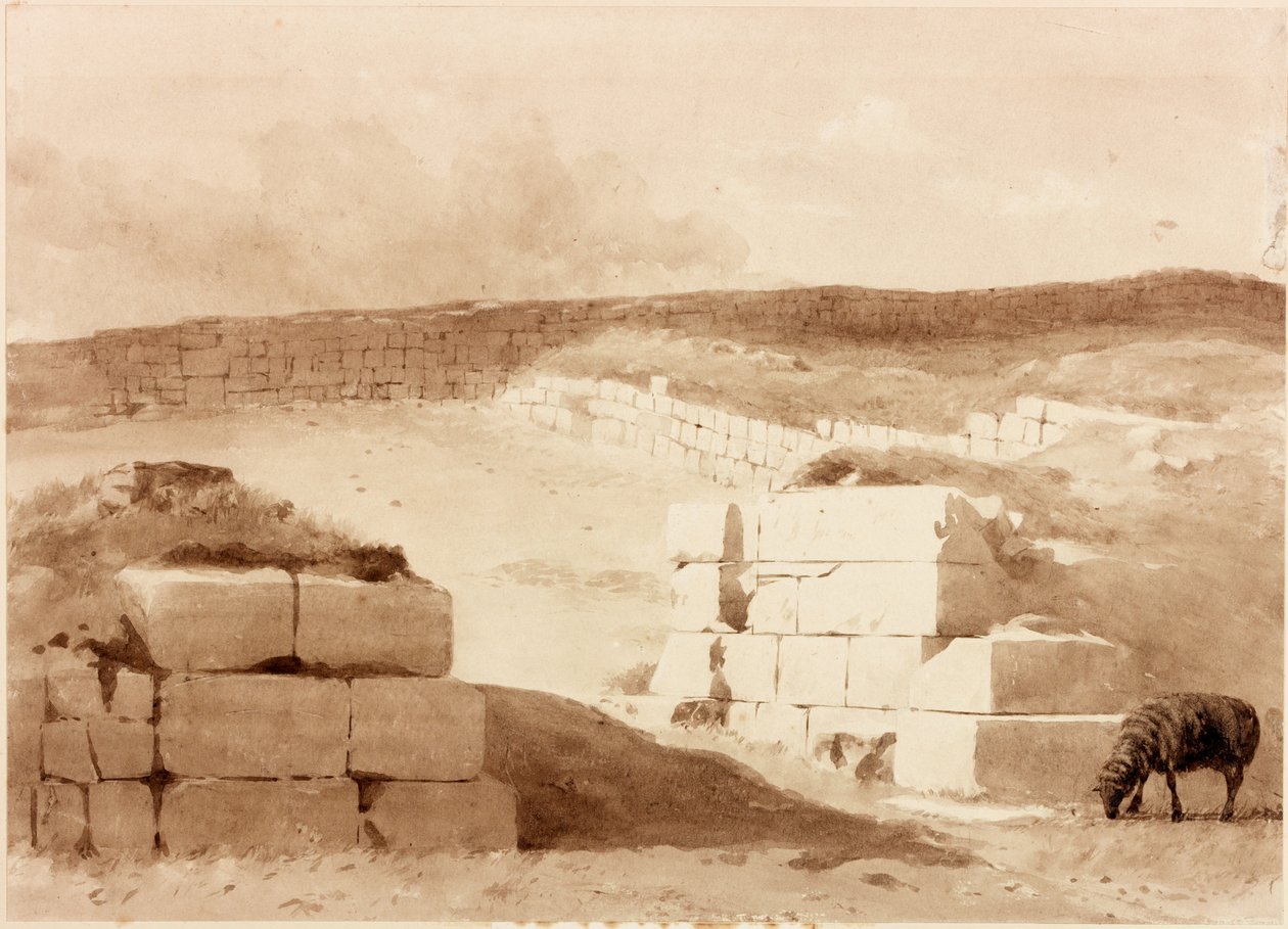 South Gateway, Cawfields (kynä ja akvarelli paperille (liimattu kortille)) tekijältä Henry Burdon Richardson