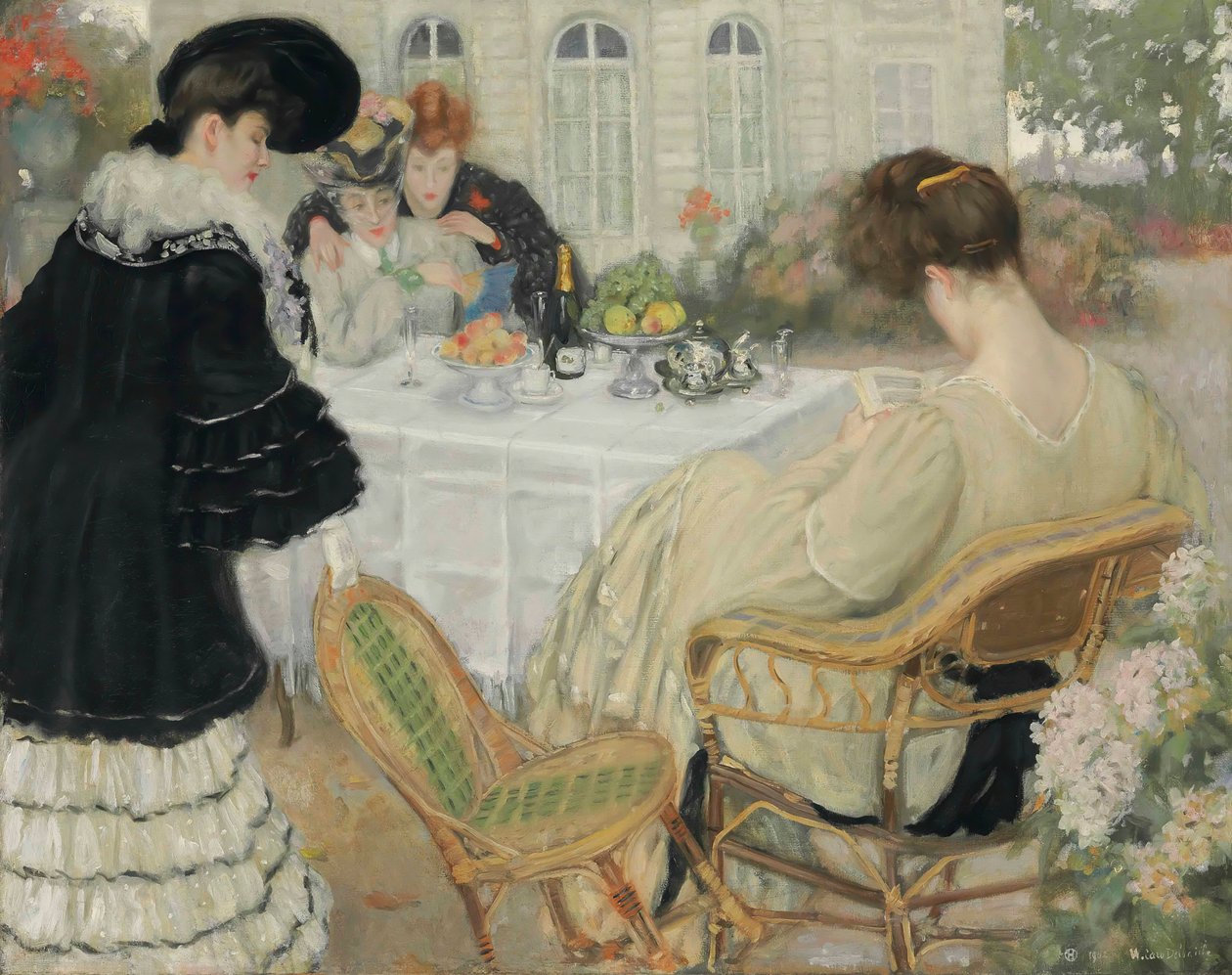 Naiset juomassa teetä, 1902. tekijältä Henry Caro Delvaille