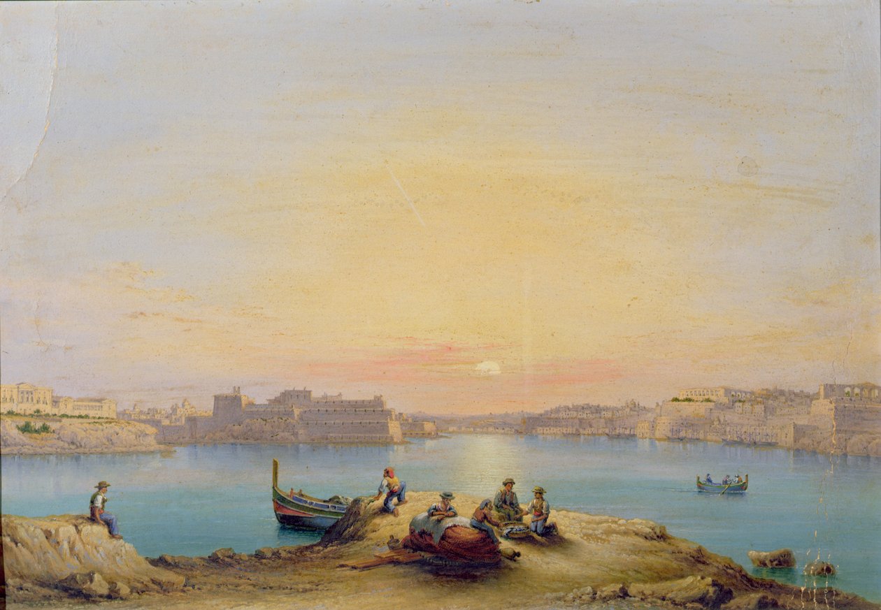 Vallettan satama auringonlaskun aikaan tekijältä Henry Charles Ferro