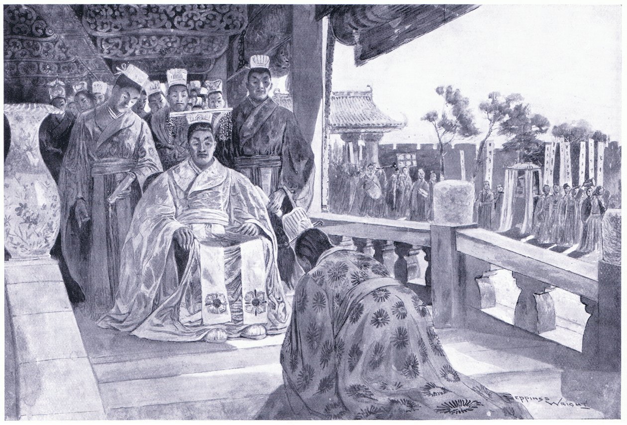 Han Yu esittelee muistomerkkiään tekijältä Henry Charles Seppings Wright