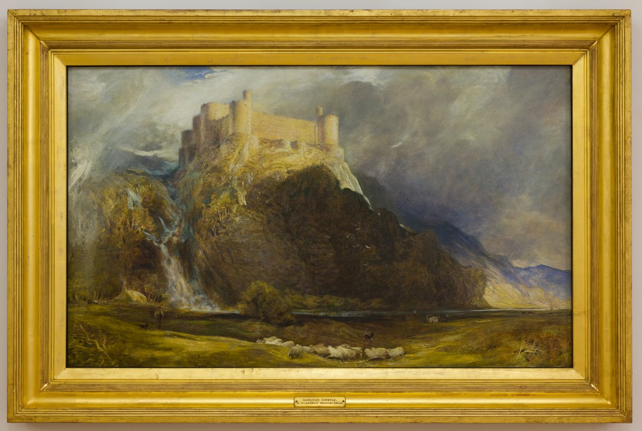 Harlechin linna, Neljä neliötä puhaltaville tuulille, noin 1894 (öljy kankaalle). tekijältä Henry Clarence Whaite