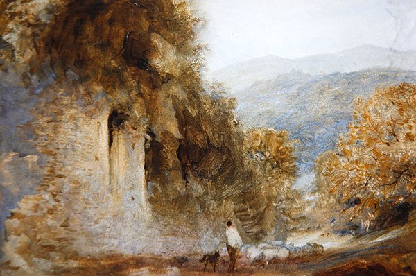 Romanttinen maisema, n. 1849 (akvarelli paperille) tekijältä Henry Clarence Whaite