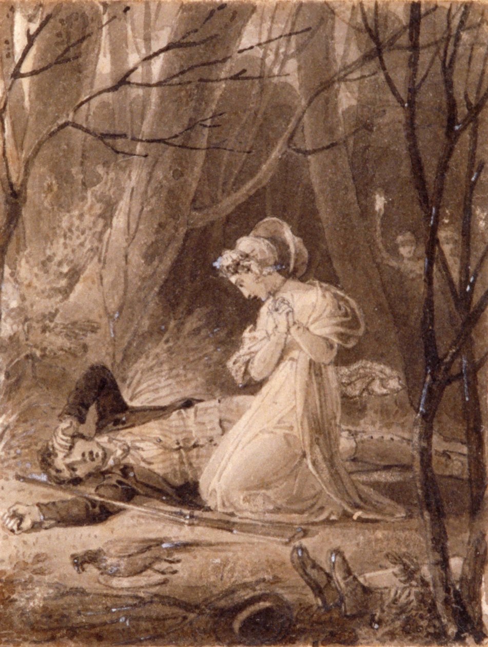 Kohtaus George Crabben Tales of the Hallista, 1800-luku. tekijältä Henry Corbould