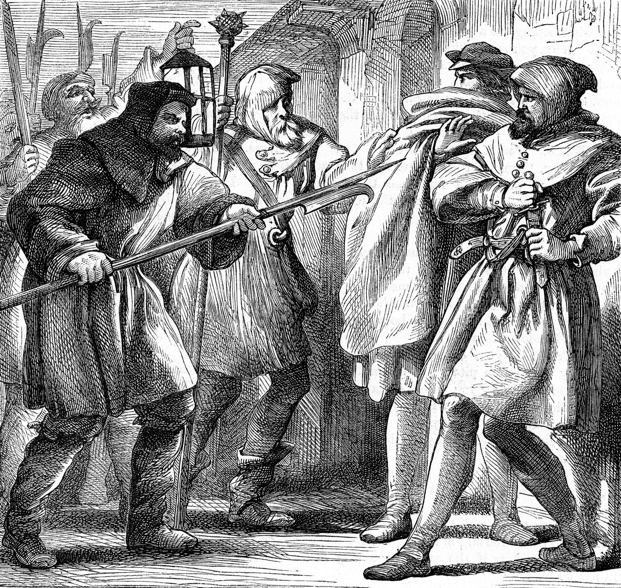 Kohtaus Shakespearen teoksesta Paljon melua tyhjästä, 1870 tekijältä Henry Courtney Selous