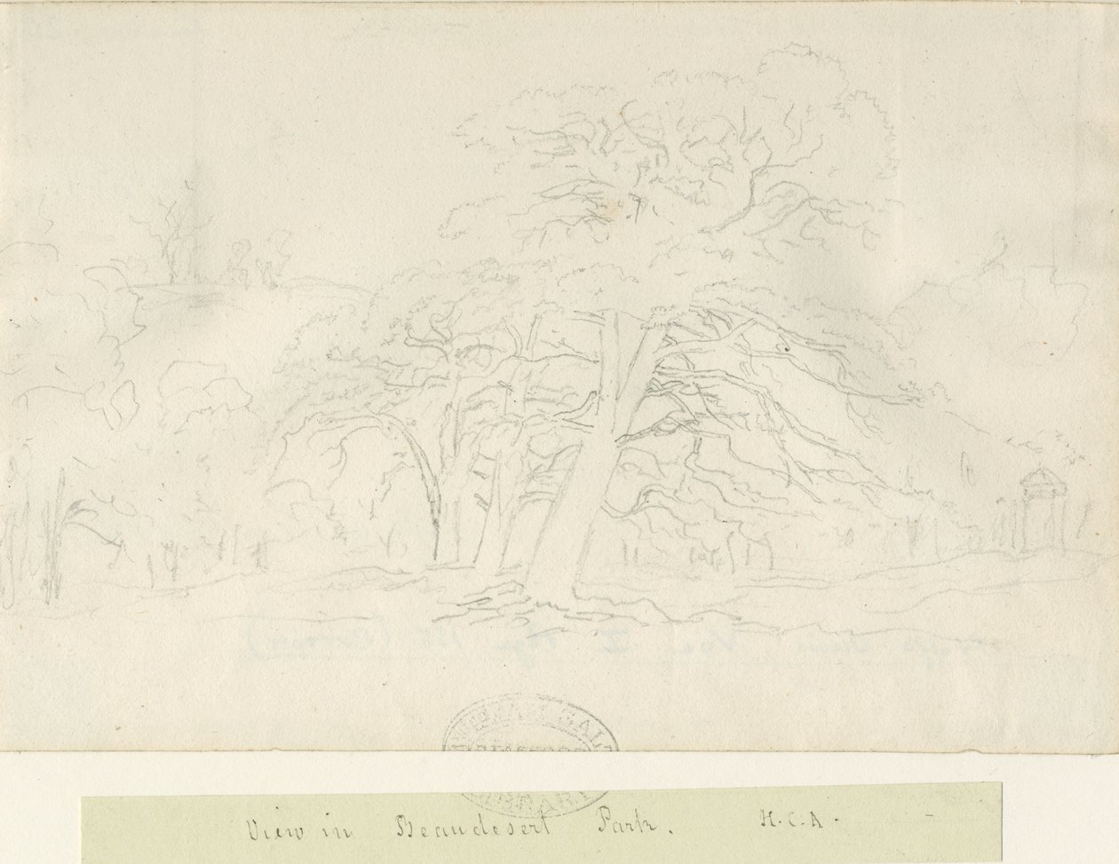 Beaudesert Park: lyijykynäpiirros, nd [1788-1855] tekijältä Henry Curzon Allport