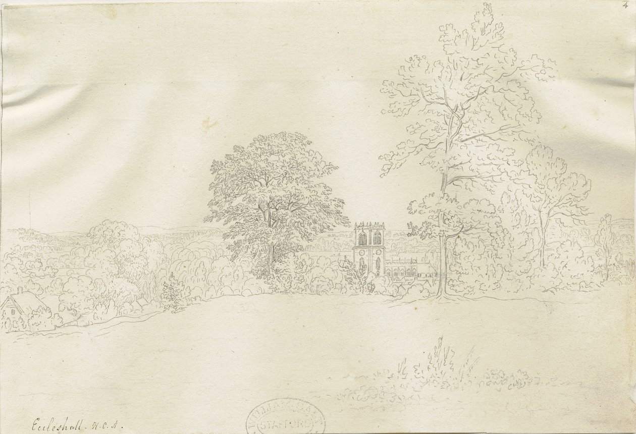 Eccleshall Village: kynäpiirros, nd [1788-1855] (piirustus) tekijältä Henry Curzon Allport