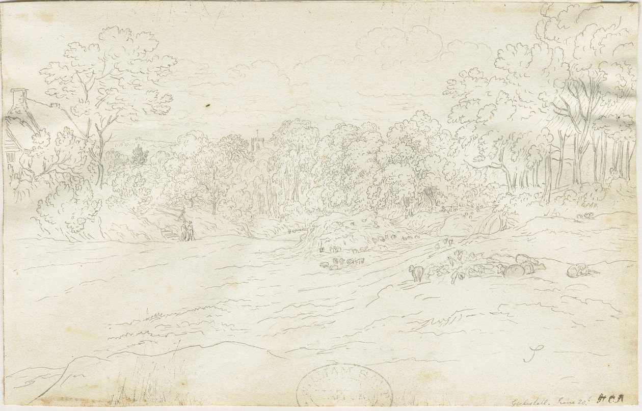 Eccleshall Village: kynäpiirros, nd [1788-1855] (piirustus) tekijältä Henry Curzon Allport