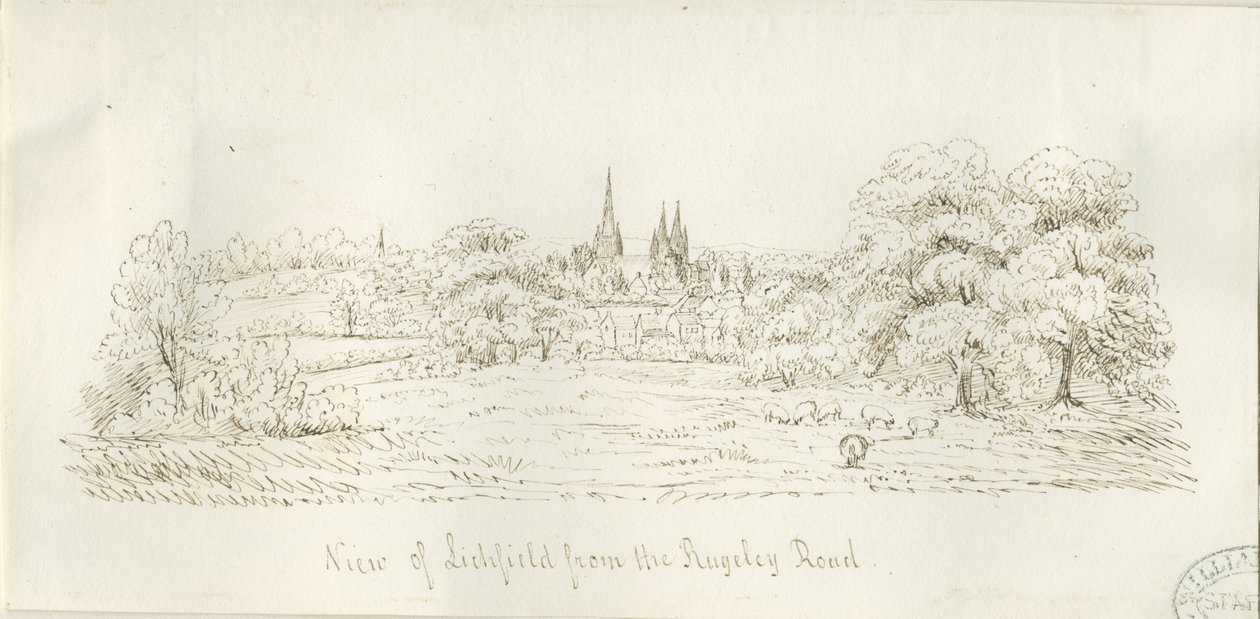 Lichfield - North View (kaukainen): kynäpiirros, nd [1788-1855] (piirustus) tekijältä Henry Curzon Allport