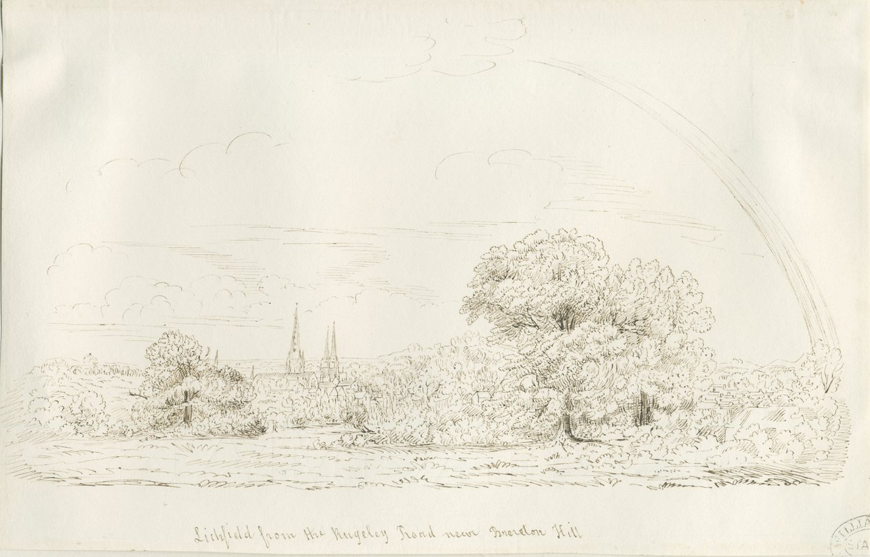 Lichfield - North View (kaukainen): kynäpiirros, nd [1788-1855] (piirustus) tekijältä Henry Curzon Allport