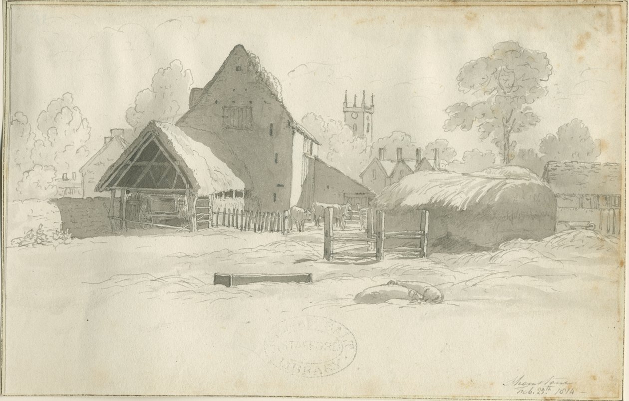 Shenstone - Farm: seepiapiirustus, nd [1788-1855] (piirustus) tekijältä Henry Curzon Allport