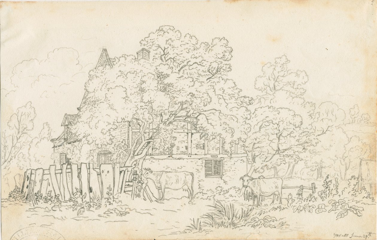 Yoxall - Old Farm House: lyijykynäpiirros, nd [c 1815] tekijältä Henry Curzon Allport