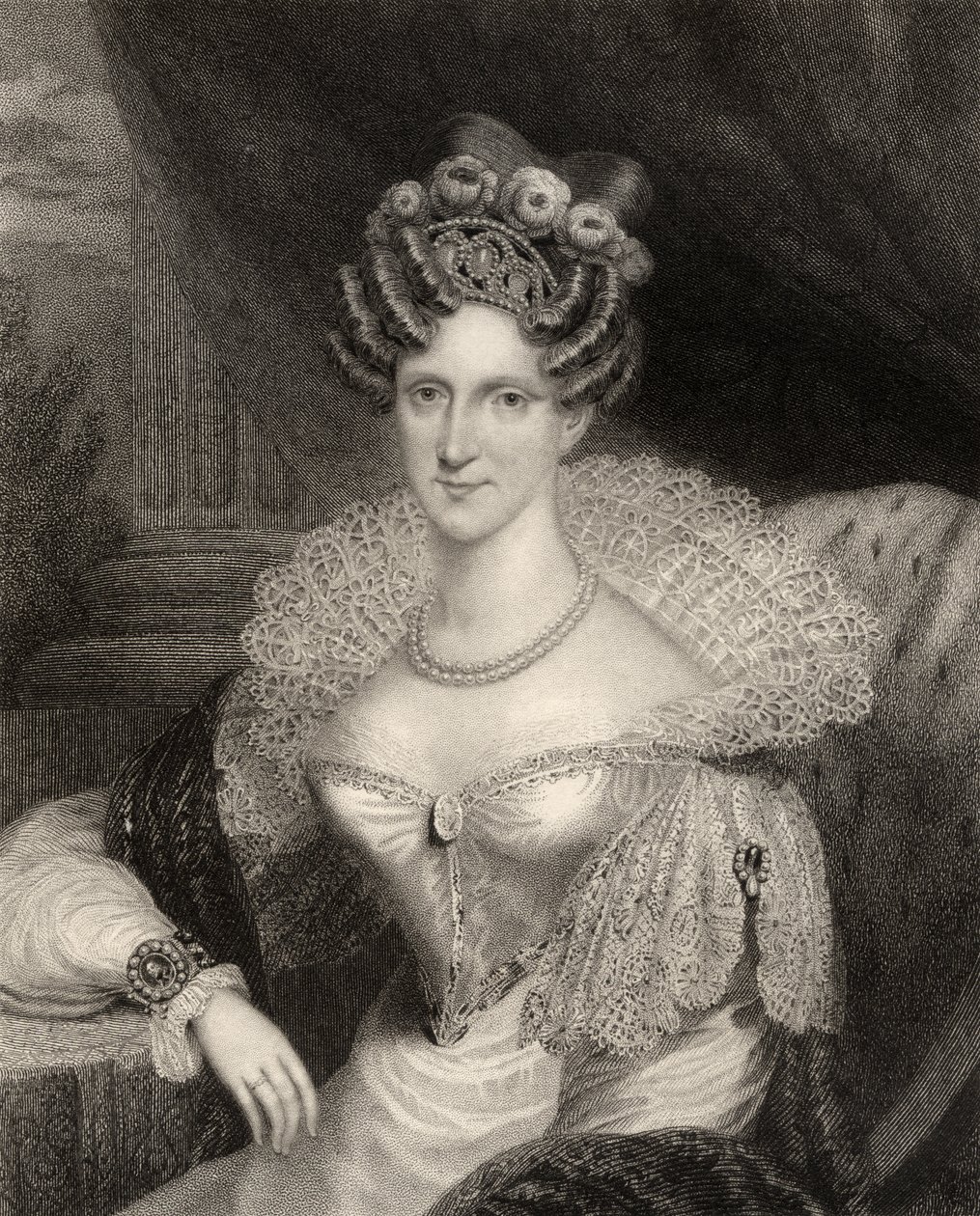 Saxe-Coburg Meiningenin prinsessa Adelaide, kaiverrettu H.R. Cook (fl.1813-47), National Portrait Gallerysta, osa IV, julkaistu noin 1835 tekijältä Henry Dawe