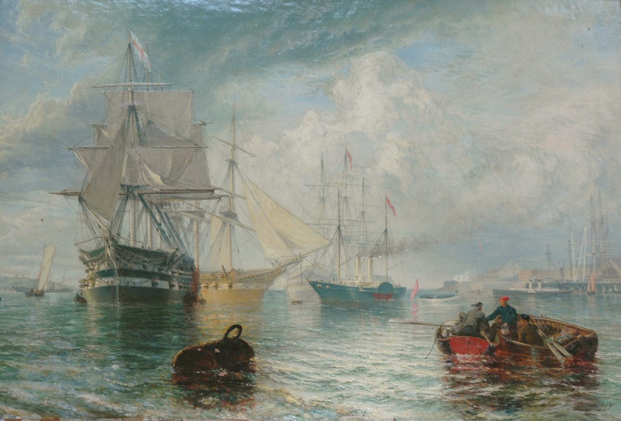 The Lords of the Admiralty vierailee Sheernessissä, 1866 tekijältä Henry Dawson